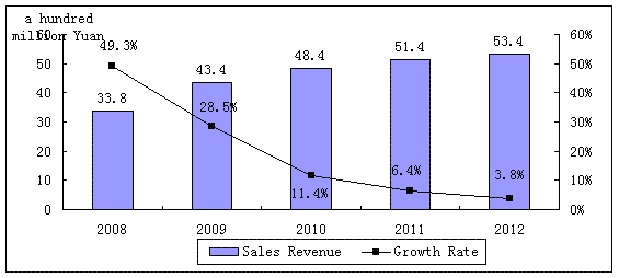 The sales revenue and growth of China