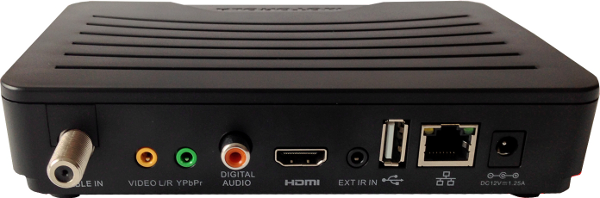 Cable In, Video L/R, YPbPr, Digital Audio, HDMI, Ext IR In, USB, Ethernet, DC 12V
