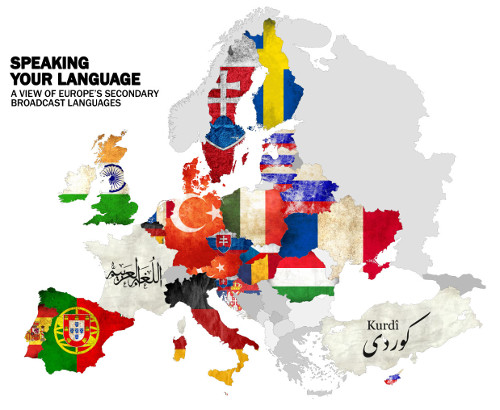 TVT Media European Secondary Broadcast Languages Map