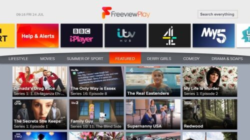 Freeview Play screen