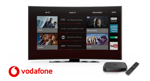 Vodafone TV screen and STB