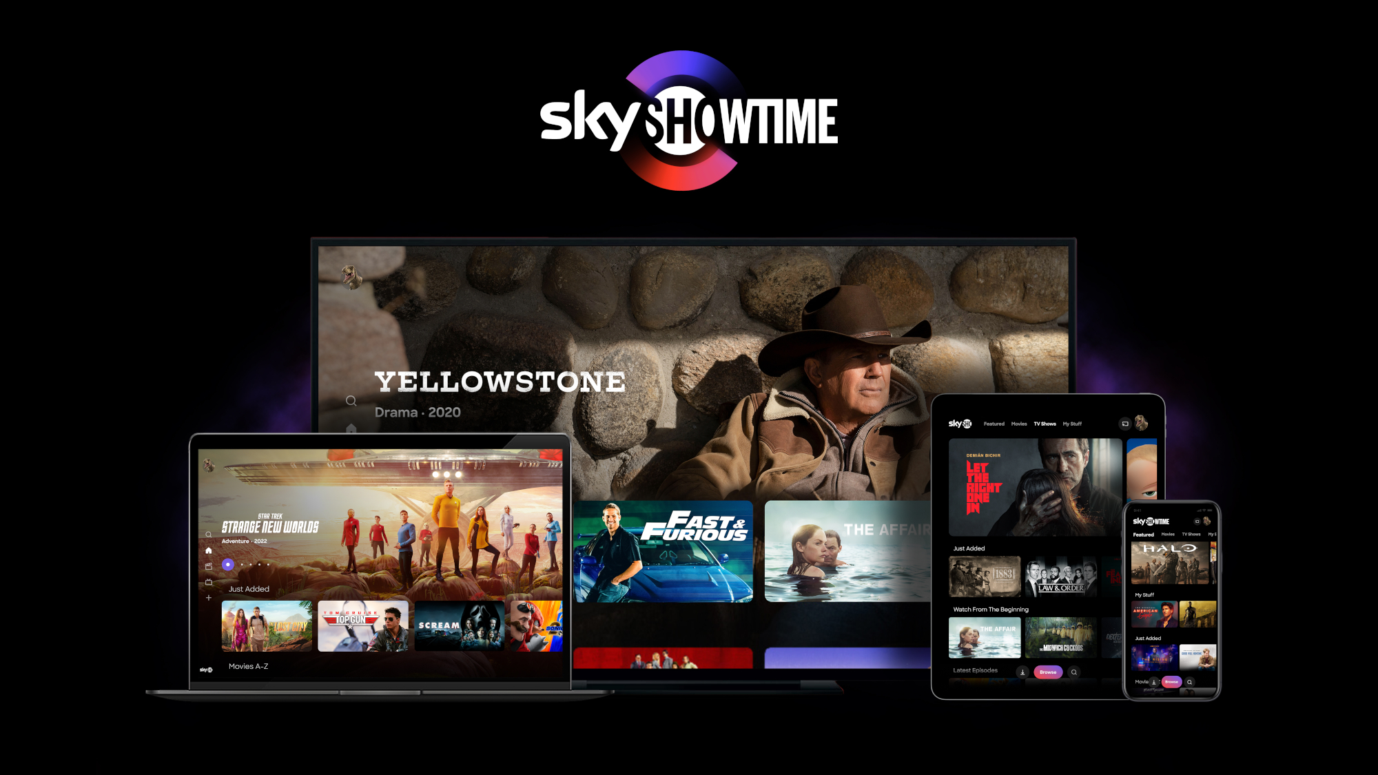 SkyShowtime device screens