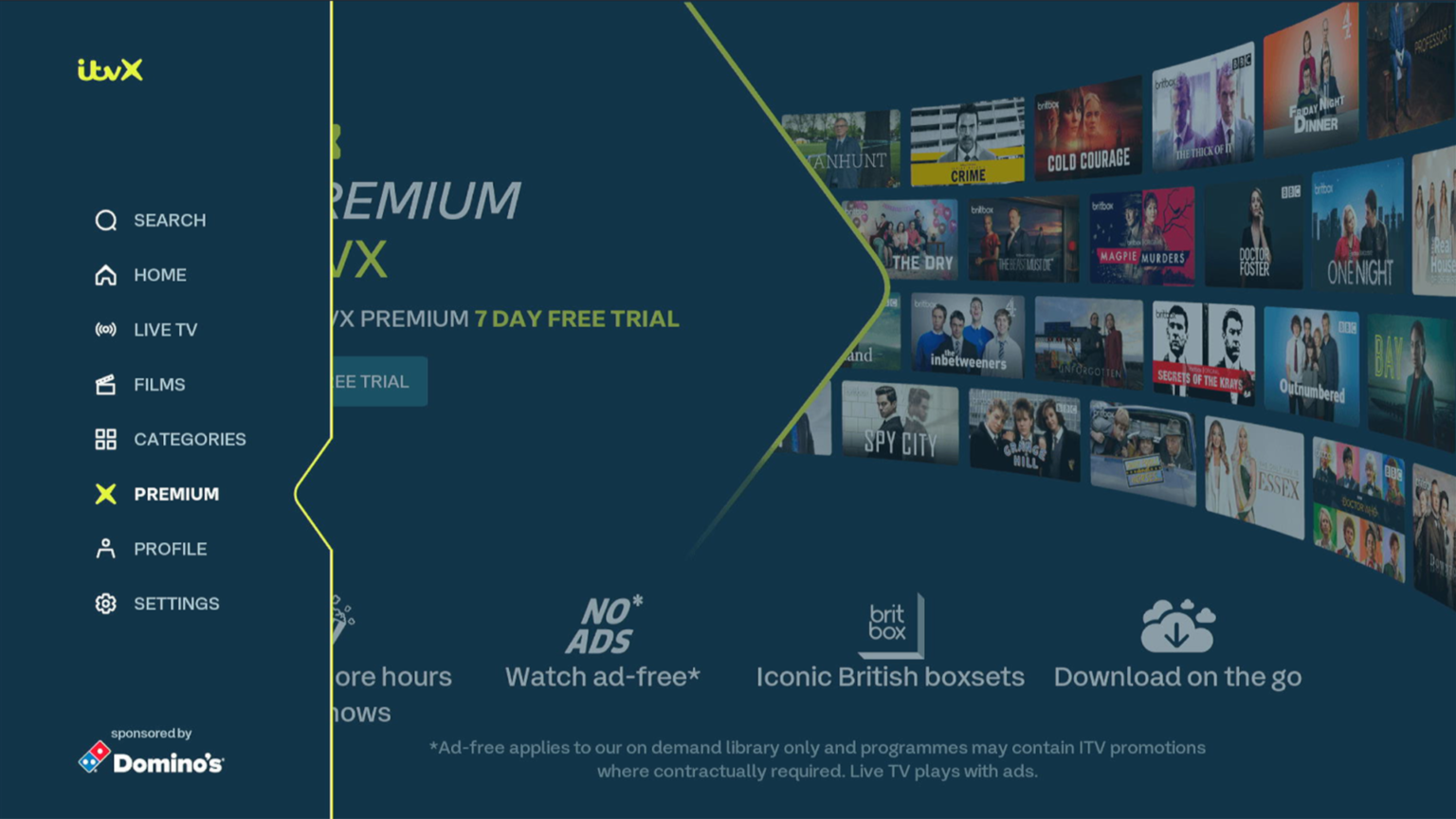 ITVX menu screen