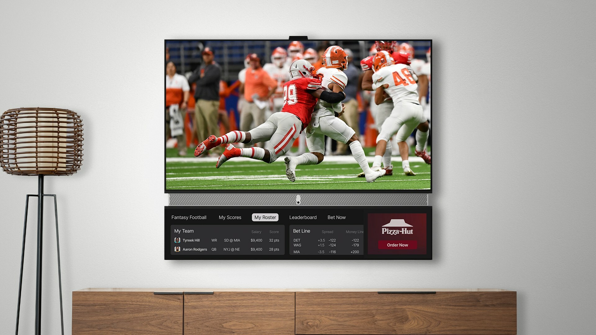 Telly dual screen Smart TV - showing football