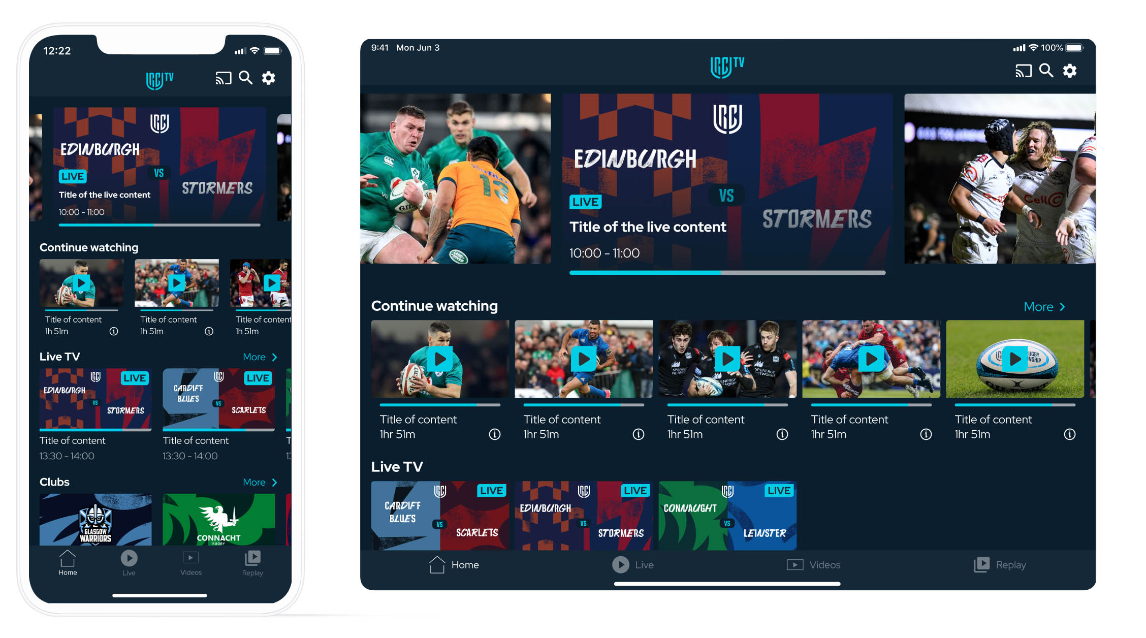URC TV app UI