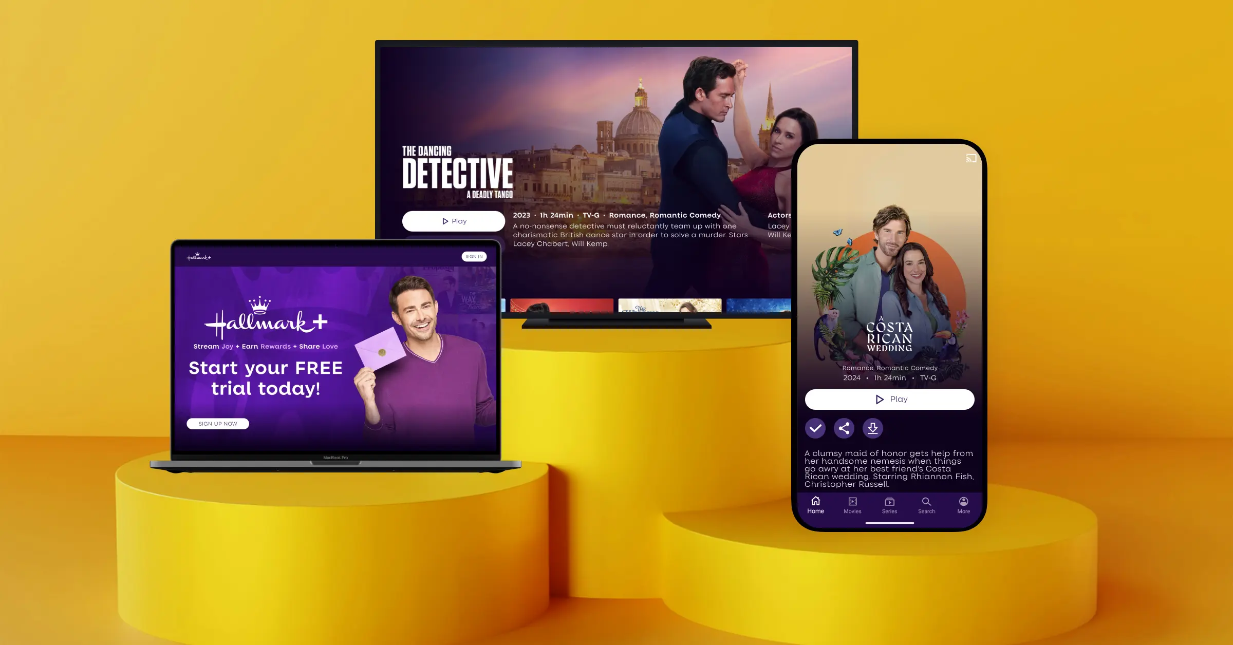 Accedo One-Hallmark+ app screens - PR image